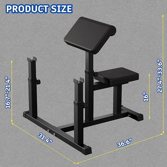 Fitness Black Adjustable Arm Preacher Curl bench, Bicep Tricep Curl Machine, Seated trenghthen Training Isolated Barbell Dumbell Station for Home Gym