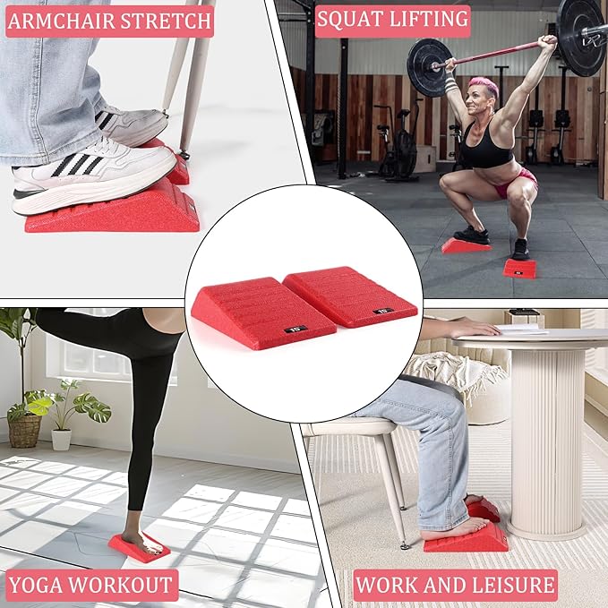 Squat Wedge Block 2PCS Non Slip Professional Ramp - 550 LBS Weight Capacity - Slant Board for Calf Stretching - Calf Stretcher Slant Board - Yoga Blocks