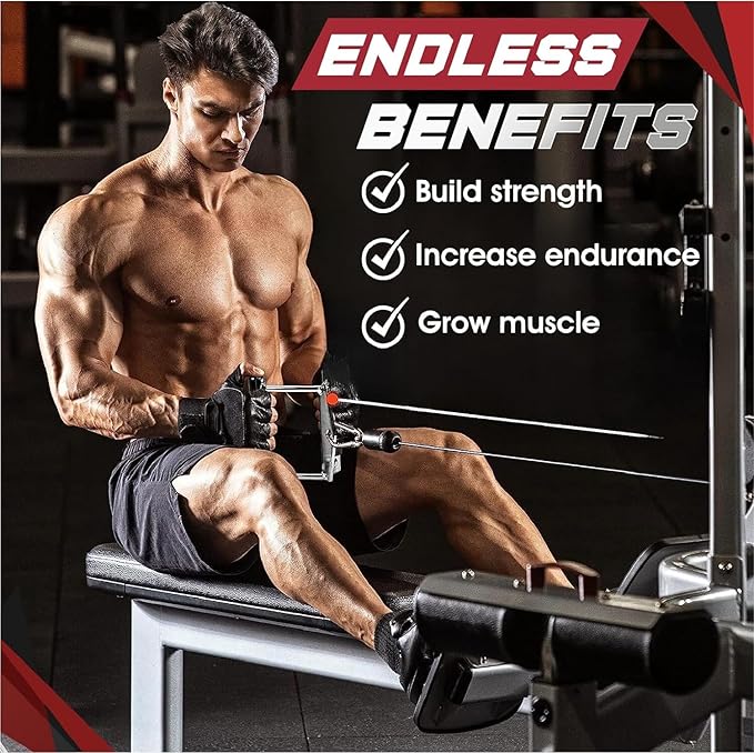 Yes4All Cable Machine Attachment, Row Handles, Tricep Rope, Straight Bar, V Bar, LAT Pulldown Accessories Load 880 LB for Home Gym