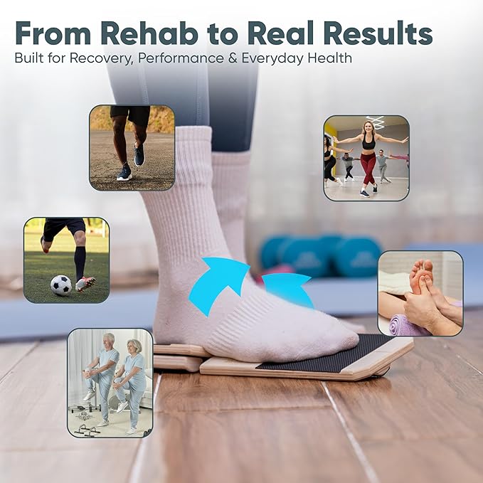 Ankle Strengthener & Single Leg Ankle Balance Board, Foot Strengthener For Pain Relief & Recovery, Prevent Injuries, Safe Non Slip Wooden Balance Board For Physical Therapy & Plantar Fasciitis Relief