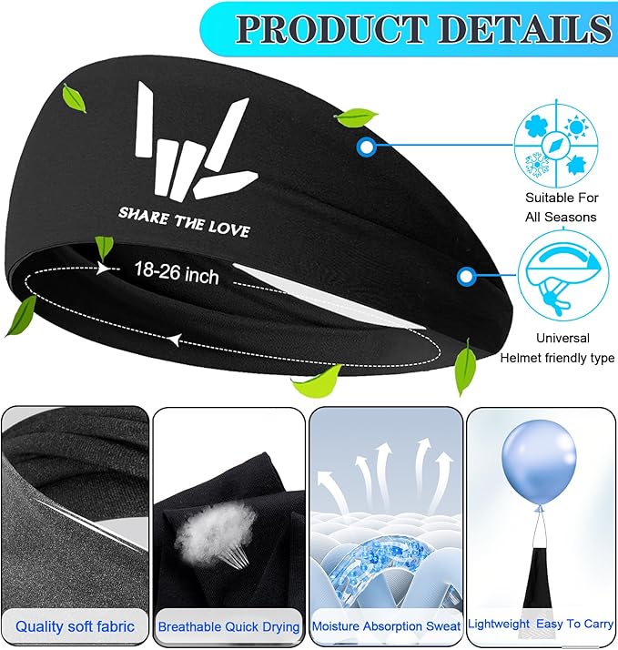 3pcs Sweat Bands Headbands Men Sport Headbands for Men Sweatbands Workout Headbands Women Cooling Skull Running Head Sweat Bands