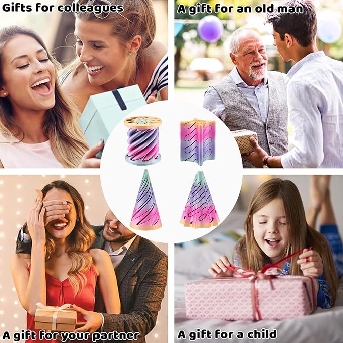 4 Packs Impossible Cone,Spiral Cone Fidget Toy Impossible Pyramid Passthrough Toy,3D Printed Spiral Cone Fidget Toy,Mini Vortex Thread Illusion Desktop Deco Souvenir Gift for Anxiety Relaxing