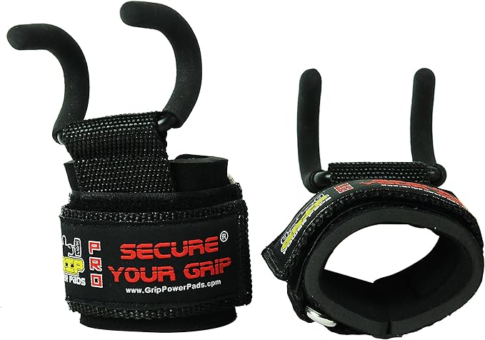 Weight Lifting Rod Hooks Heavy Duty Wrist Wraps Power Weight Lifting Training Gym Grips Straps Set of 2