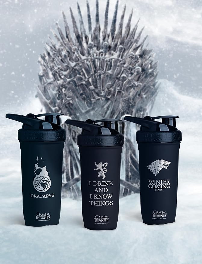 Smartshake Reforce Stainless Steel Game Of Thrones Winter Is Coming Shaker Bottle (900 ML /30oz) | Lightweight Resistance Sports Shaker Bottle with a Soft Lid | Leakproof, BPA Free & DEHP Free
