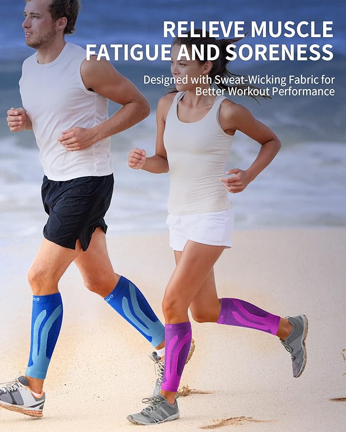 CAMBIVO 3 Pairs Calf Compression Sleeves for Men & Women – Footless Compression Socks for Shin Splints, Pain Relief, Varicose Veins – Leg Support for Running, Travel, Fitness, Nursing