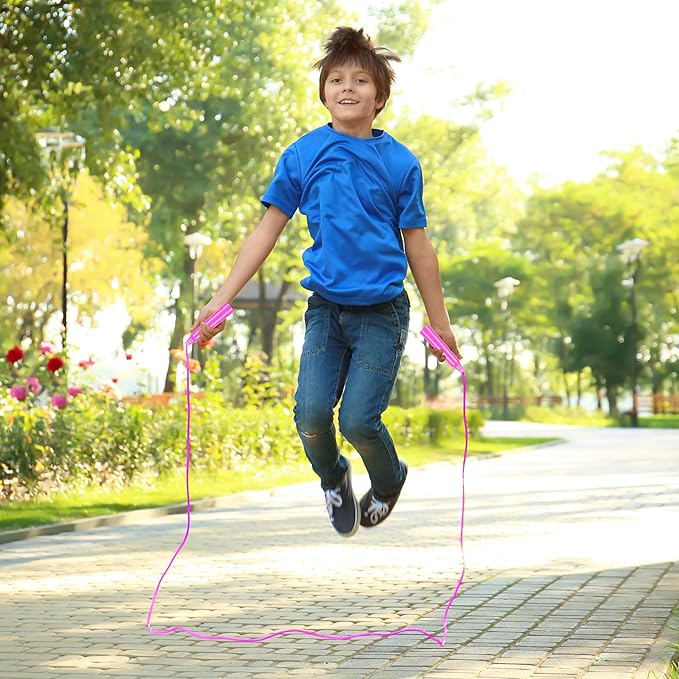 Elcoho 30 Pack Kids Jump Rope Set 7.5 Feet Plastic Jump Ropes Kids Adjustable Colorful Skipping Rope for Outdoor Indoor Fun Game Exercise Fitness Training and Party Favors