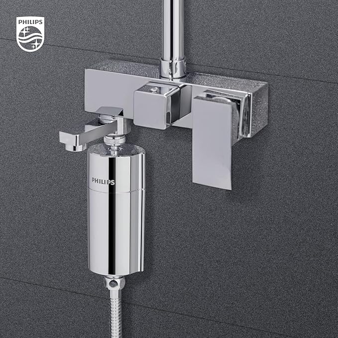 Philips Shower Filter, Water Softener for Hard Water Shower Head Filtration with Double Mesh & NSF Certified KDF Material, Reducing Chlorine/Impurities/Rust Sediments for Handheld Showerhead AWP1775CH