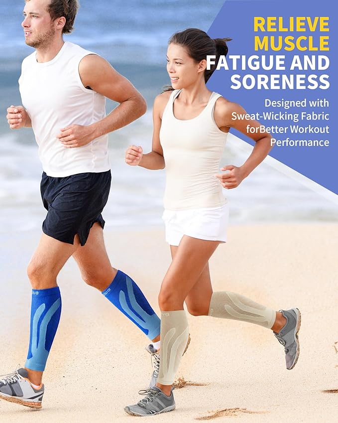 CAMBIVO 3 Pairs Calf Compression Sleeves for Men & Women – Footless Compression Socks for Shin Splints, Pain Relief, Varicose Veins – Leg Support for Running, Travel, Fitness, Nursing