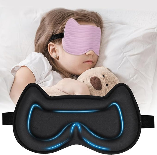 3D Kids Sleep Eye Mask: 3D Contoured Cup Sleeping Masks, Blindfold Sleep Eye Cover with Adjustable Strap, Memory Foam Lightweight Night Eyeshade for Boys Girls Teens (Purple)