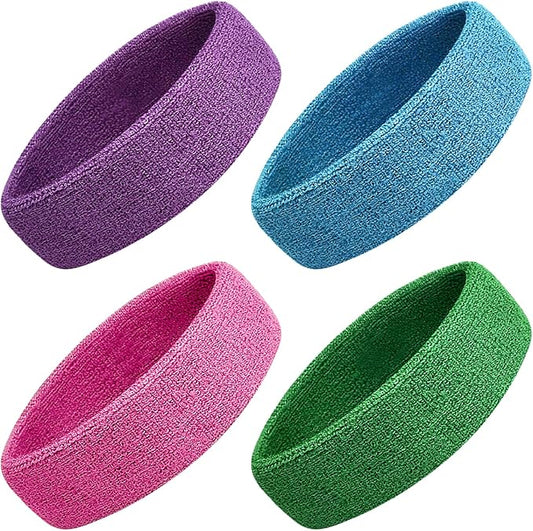 Sweatbands Sport Headbands for Men & Women, 12 Pcs Sweat Head Bands Moisture Wicking Sport Headband Cotton Sweatbands for Basketball, Athletic Exercise, Running