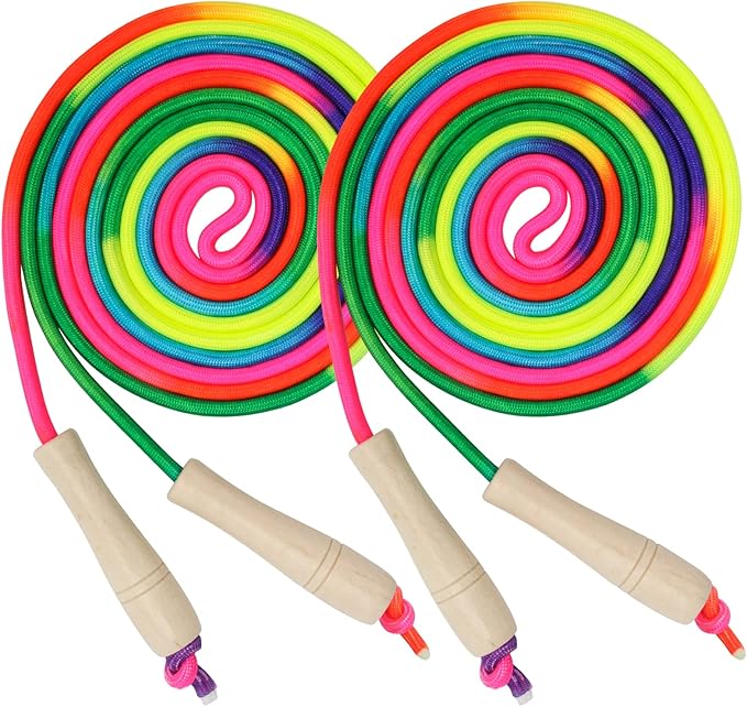 Coolrunner 16 FT Long Jump Rope(2 PACK), Double Dutch Jump Ropes, Soft Beaded Skipping for Kids Adults, Plastic Segmented Long Enough for 4-5 Jumpers