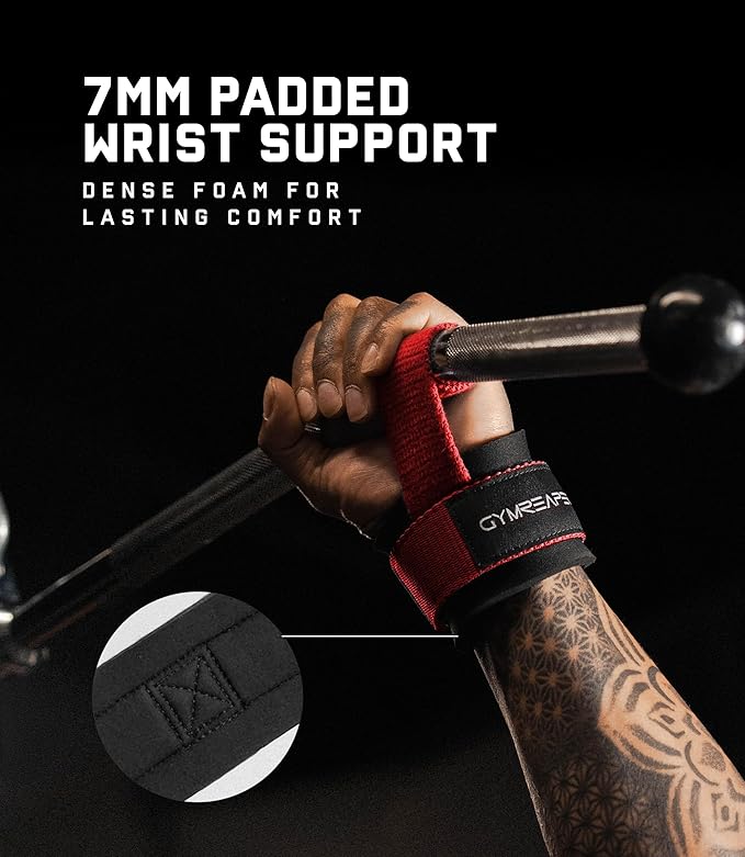 Gymreapers Weight Lifting Straps With Dowel - Wrist Straps for Weightlifting - Workout Deadlift Wrist Weights - Reinforced Stitching & Padded Fit Gym Accessories for Strength & Gym Hand Grip