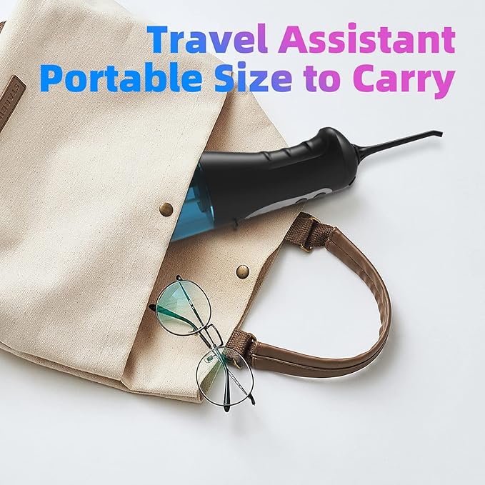 Cordless Water Flosser Teeth Cleaner, Nicefeel 300ML Portable and Rechargeable Oral Irrigator for Travel, IPX7 Waterproof, 3-Mode Water Flossing with 4 Jet Tips for Family