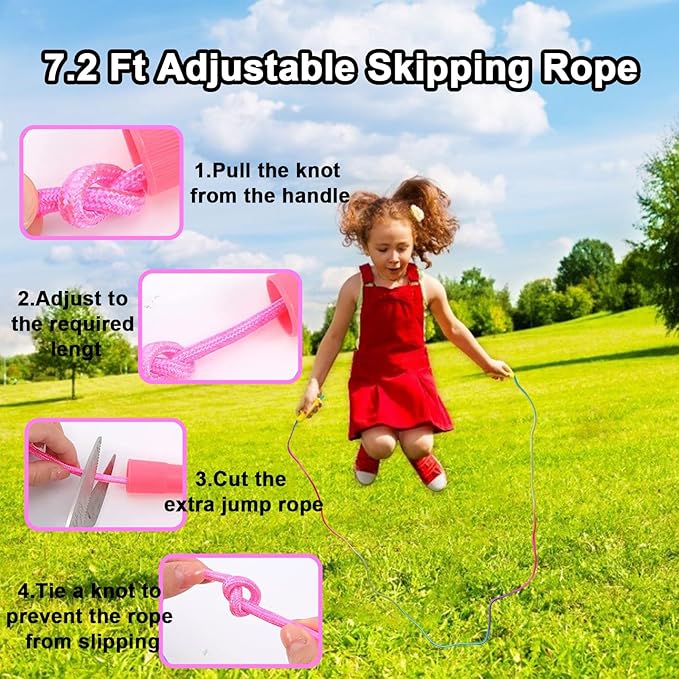 20 Pack Rainbow Jump Ropes,Kids Jump Rope with Plastic Handles,7.2 Ft Adjustable Skipping Rope for Kids,Vibrant Jumping Ropes for Outdoor Fun Exercise Fitness Activity Party Favors