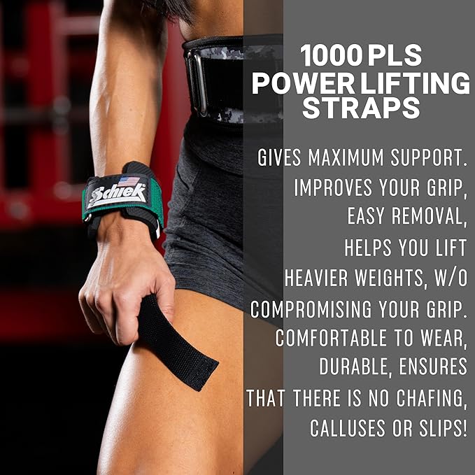 Schiek Sports 1000-PLS Deluxe Power Lifting Wrist Straps - Weight Lifting Wrist Wraps