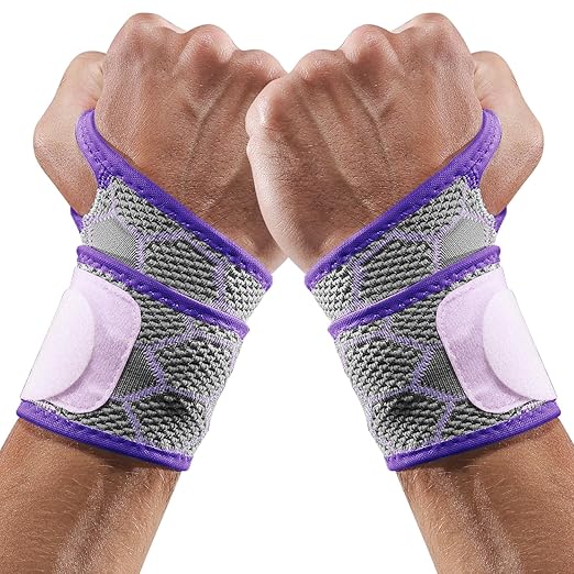 Sport Slim Wrist Wrap - Wrist Brace for Carpal Tunnel Relief, Neoprene-Free Compression Wrist Support for Workout, Adjustable Wrist Guards Fit Right Left Hand (Saruk Grey, 2 Pack)