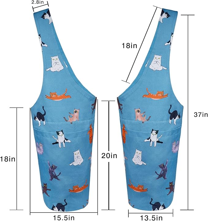 Fashion Printed Yoga Mat Bag with Large Side Pocket & Zipper Pocket Long Tote Yoga Bag Fit Most Size Mats - Holds More Yoga Accessories