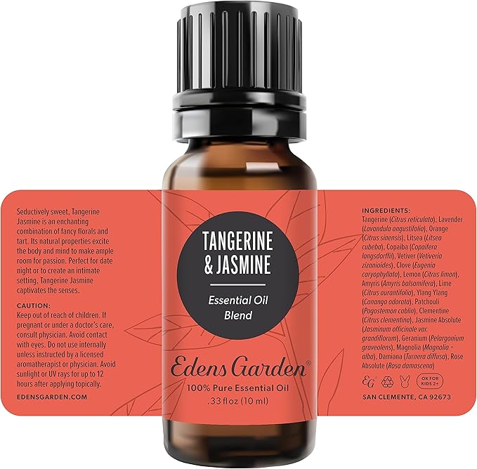 Edens Garden Tangerine Jasmine Essential Oil Blend- 100% Pure Premium Grade, Undiluted, Natural, Therapeutic, Aromatherapy, The Best for Diffusing, Candle, Laundry, Humidifiers 10 ml (.33 fl oz)