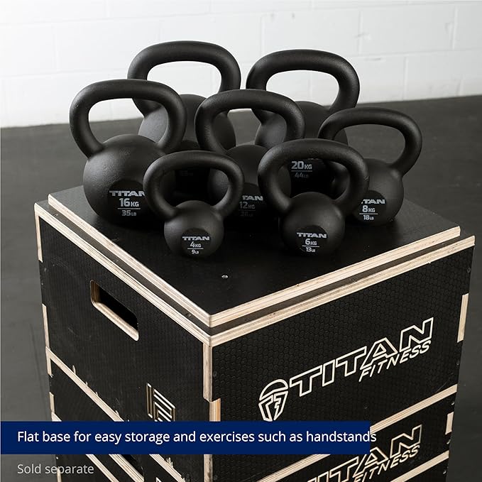 Titan Fitness Cast Iron Kettlebell, Single Piece Casting, KG and LB Markings, Full Body Workout