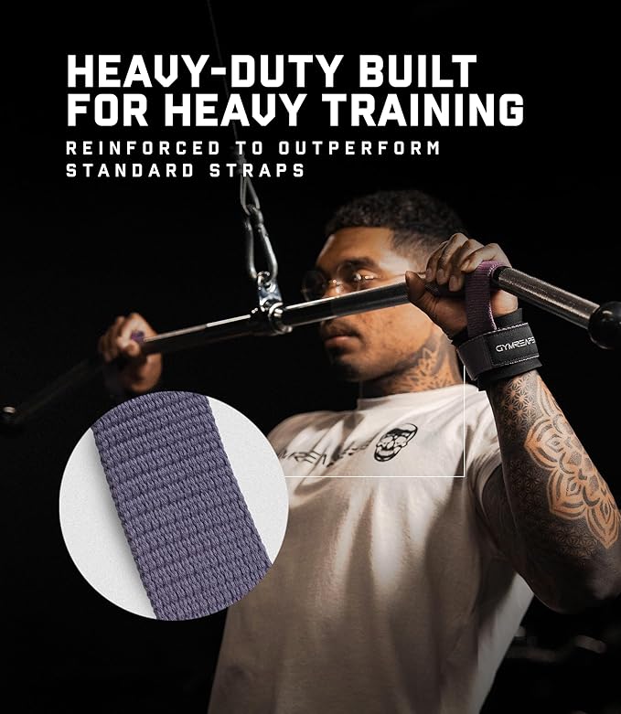 Gymreapers Weight Lifting Straps With Dowel - Wrist Straps for Weightlifting - Workout Deadlift Wrist Weights - Reinforced Stitching & Padded Fit Gym Accessories for Strength & Gym Hand Grip