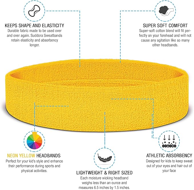 Suddora Sweatbands for Kids, Moisture Wicking 2 Wristbands and 1 Headband Set, Soft and Skin-Friendly Fabric, Moisture-Wicking Athletic Sweat Bands for Basketball, Baseball, Soccer