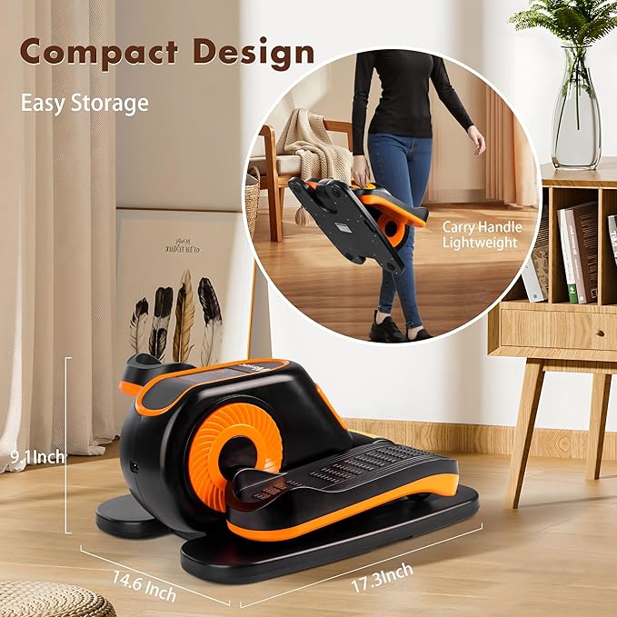 Under Desk Elliptical Machine, Electric Elliptical Training Machine w/Remote & 12 Speeds Level, Manual & Auto Mode, Elliptical Traier for Seniors Seated Pedal Exerciser for Home Office