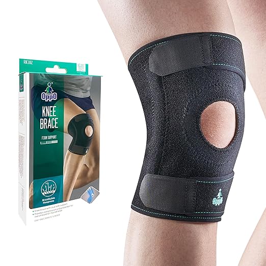OPPO RK102 Adjustable Knee Brace with Stays – Breathable Neoprene Support for Knee Injury Recovery & Arthritis Pain Relief – For Running, Hiking, Workout, Tennis – One Size for Men & Women (1 Pack)