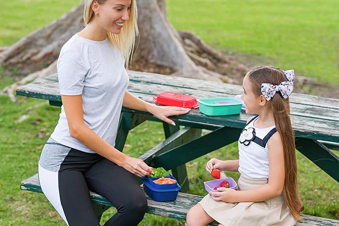 Ultimate Bento Box - Lunch Box for Kids & Adults with Removable Ice Pack - Leakproof, Multi-Compartment Food Container with Removable Containers - Microwave & Dishwasher Safe(Purple, Green, Purple)