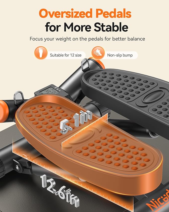 Niceday Steppers for Exercise, Stair Stepper with Resistance Bands, Mini Stepper with 300LBS Loading Capacity, Hydraulic Fitness Stepper with LCD Monitor