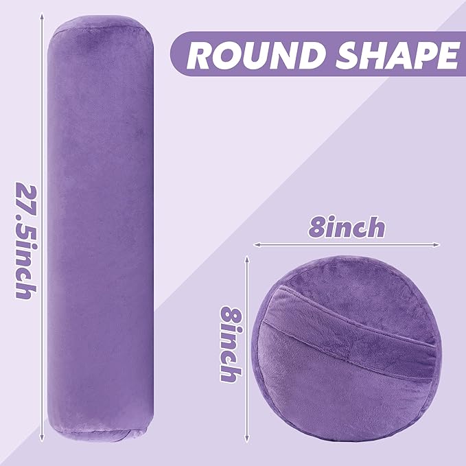 MABOZOO Round Yoga Pillow, Cylindrical Yoga Bolster Pillow with Washable Cover, Meditation Cushion Body Cushion for Practice, Restorative, Meditation