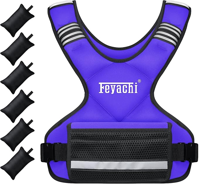 Feyachi Adjustable Weighted Vest - 3-12 lbs/12-20 lbs/20-32 lbs X Type Weight Vest with Reflective Stripe Ideal for Running Workout and Training