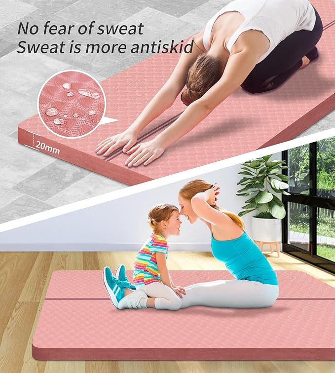 nuveti Large Exercise Mat - 15mm/20mm/30mm Thick Yoga Mat | Workout Mat for Fitness, Yoga, Pilates, Stretching & Floor Exercises for Women & Men with Free Carrying Bag