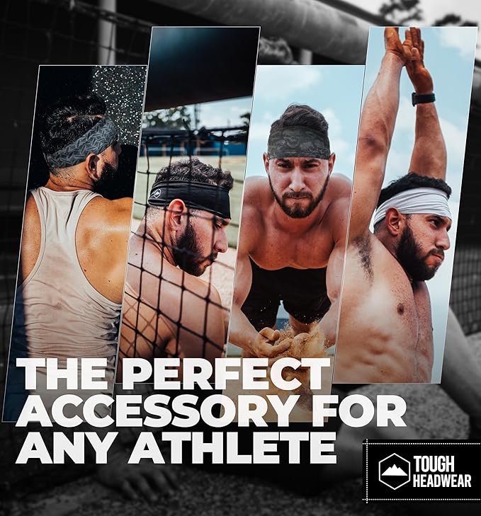 Tough Headwear Sport Headbands for Men - Workout Headbands for Women - Running Headband -Tennis Athletic Sweatband