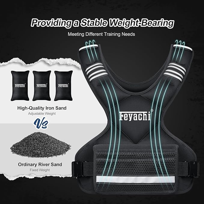 Feyachi Adjustable Weighted Vest - 3-12 lbs/12-20 lbs/20-32 lbs X Type Weight Vest with Reflective Stripe Ideal for Running Workout and Training