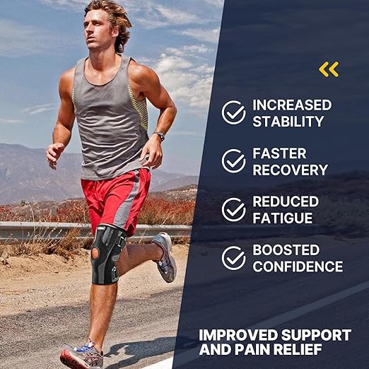 Fit Geno Knee Brace for Meniscus Tear: Adjustable Knee Support with Side Stabilizers & Patella Gel Pads for Knee Pain Relief - M/L