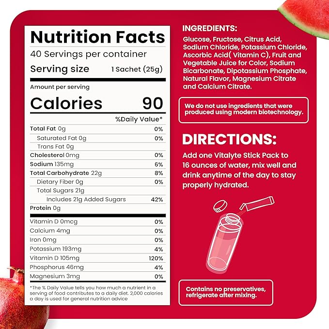 Vitalyte Electrolytes Packets Isotonic Sports Drink | Electrolytes Powder Packets Sports Nutrition Electrolyte Replacement Drinks Dehydration Relief Packets