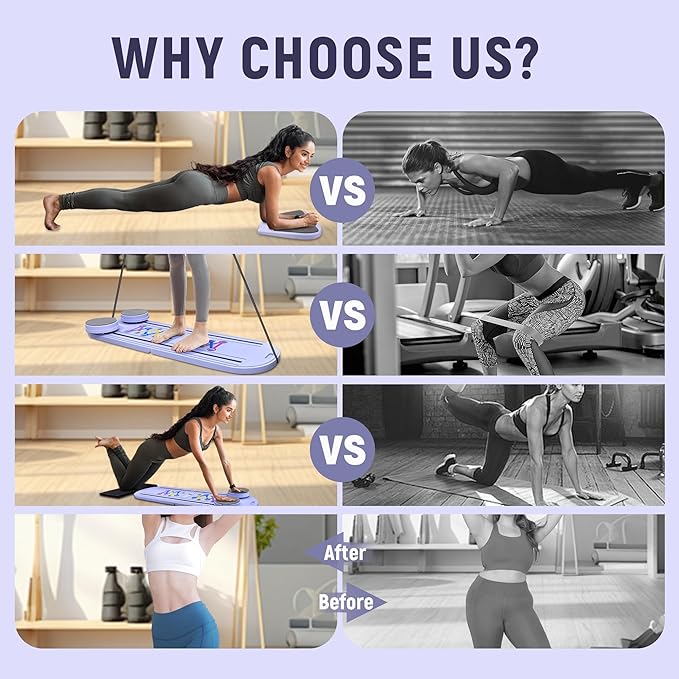 Pilates Board Reformer Set 15-in-1, Foldable Ab Core Trainer for Home Workout, Portable Multifunctional Pilates Machine for Women & Men, Full-Body Exercise Equipment with Ab Roller