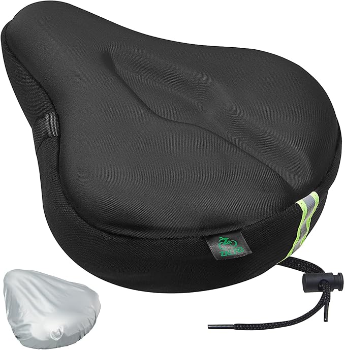 Zacro Bike Seat Cushion - Gel Padded Bike Seat Cover for Men Women Comfort, Extra Soft Exercise Bicycle Seat Compatible with Peloton, Outdoor & Indoor Bike Saddles