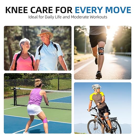 CAMBIVO Knee Brace for Men and Women, Patella Tendon Knee Strap with Gel Pad and Side Stabilizers, Adjustable Knee Band for Knee Pain Relief, Lightweight Knee Support for Workouts, Running, Training (Black, S/M)