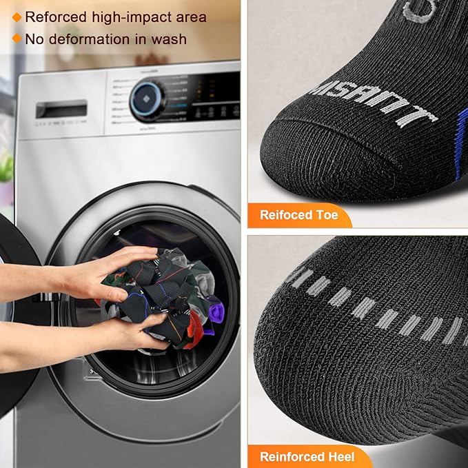 BULLIANT Compression Socks for Men 6Pairs, Athletic Crew Socks Cushioned For Men Sports Running-Arch Support