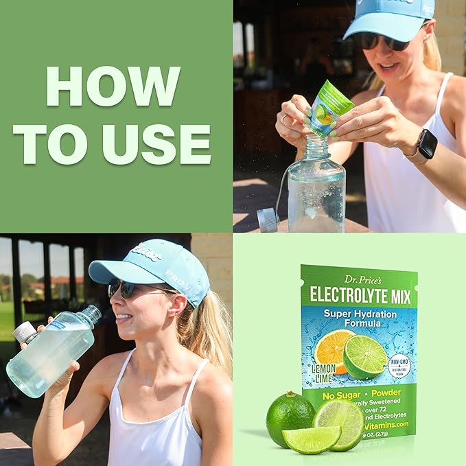 Dr. Price’s Electrolyte Mix | Sugar-Free Hydration Powder with 72+ Trace Minerals | No Sugar, Fast-Dissolving Electrolytes Powder Packets | Lemon-Lime (30 Packs)