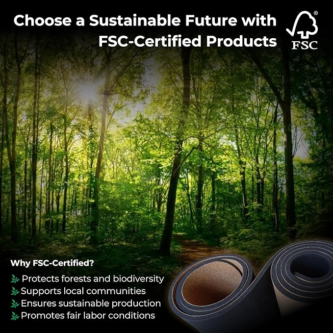 Cork Yoga Mat - Extra Large 72"x26" Non-Slip Yoga Mat with FSC Certified Portuguese Cork & Natural Rubber Base – 5mm Thick Hot Mat for Home & Studio – Yoga Accessories for All Levels