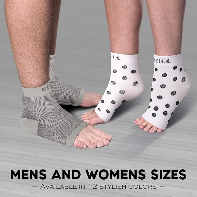 NEWZILL Plantar Fasciitis Socks with Arch Support, BEST 24/7 Foot Care Compression Sleeve, Eases Swelling & Heel Spurs, Ankle Brace Support, Increases Circulation (XXL, White with Black Polka Dots)