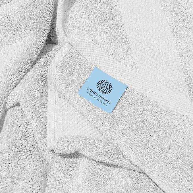 White Classic Luxury Soft Bath Sheet Towels - 650 GSM Cotton Luxury Bath Towels Extra Large 35x70 | Highly Absorbent and Quick Dry | Hotel Collection Extra Large Bath Towels Oversized, Silver, 2 Pack
