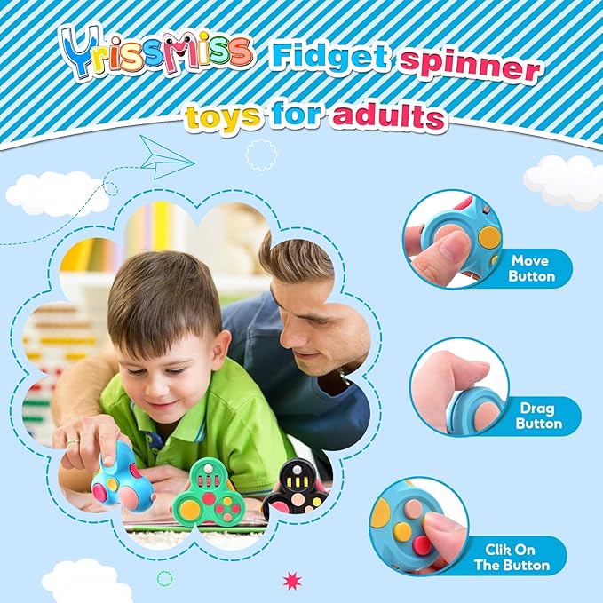 Fidget Toys for Adults,3PCS Fidget Pad Easter Basket Stuffers for Boys Girls,Sensory Toys Stress Relief Cube Clicker Controller,ADHD Autism Fidget Spinner for Office Desk Travel Games