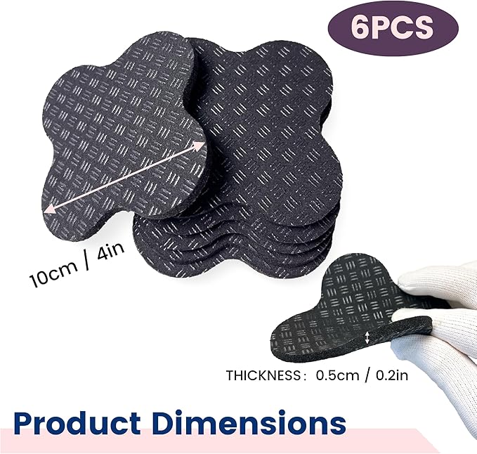 Non-Slip Walking Pad Mat, Treadmill Mat Pad for Carpet Hardwood Floors, Anti Vibration Exercise Equipment Mat for Under Treadmill & Exercise Bike Rowing Machine (6, Clover Shape, 4 x 4 x 0.2 inch)