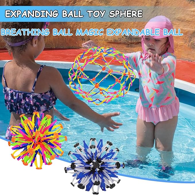 2Pcs Colorful Sphere Expandable Breathing Balls Fidget Toy-Stress Reliever ,Collapsible Expanding Magic Ball Toys from 6" to 12"for Kids & Adults Mindfulness Meditation Practices,Yoga -ADHD