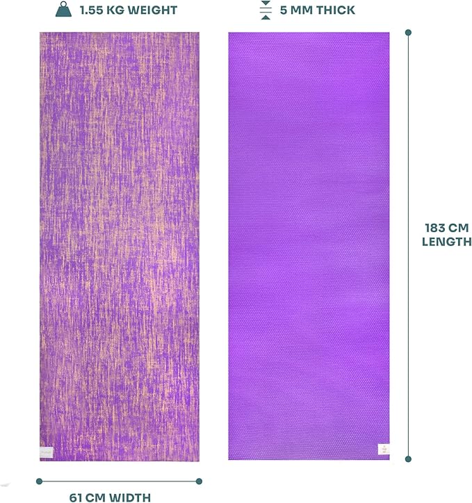 Myga Jute Yoga Mat, High Performance Vegan Floor Exercise Mat, Eco Friendly Biodegradable Yoga Mat with PVC Backing,72" x 24", 0.2" Thickness