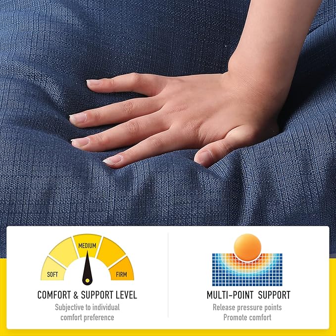 SUNROX LokGrip Non Slip Tufted Memory Foam Bench Cushion, FadeShield Water Resistant Durable Thicken Outdoor/Indoor Bench Seat Pads 48x16x4 inch, Navy