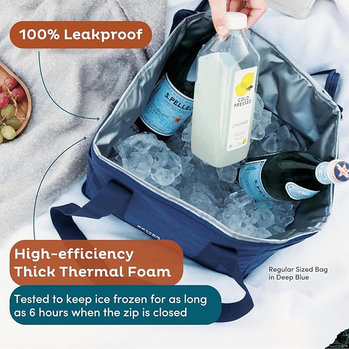 Nook Theory Reusable Insulated Grocery Bag - Leak Proof, X Large Insulated Cooler Bag - Insulated Shopping Bags for Groceries - Travel Cooler Bag for Frozen and Hot Food with Zippered Top (Sage)